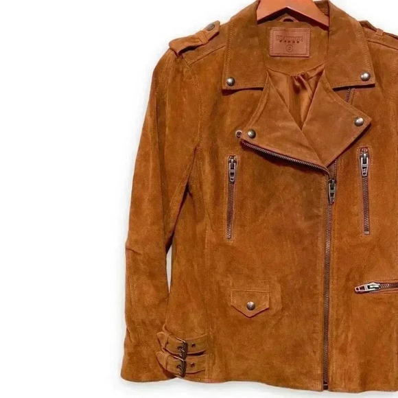 BLANK NYC Suede Leather Moto Jacket in El Dorado Brown Size Small - Picture 8 of 9